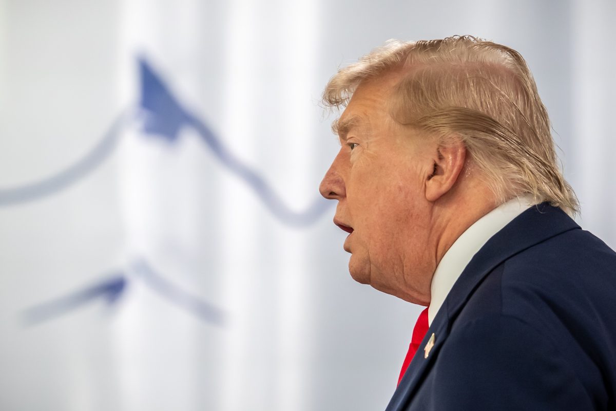 US-Präsident Donald Trump, kommt zu der Arbeitssitzung zu den Themen Welthandel, Iran- und Ukraine-Krieg beim G7 Treffen in Evian .