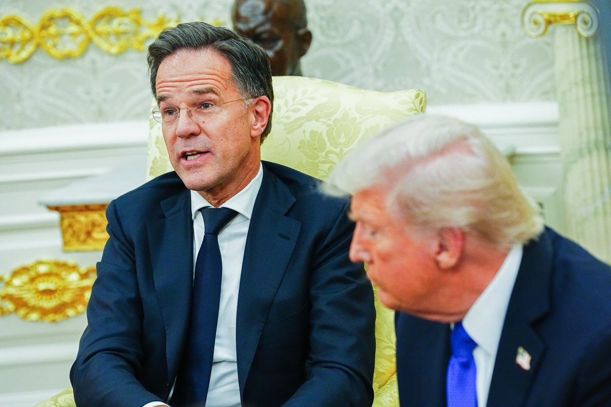Mark Rutte, Secretary General of the North Atlantic Treaty Organization (NATO) speaks as he meets United States President Donald J Trump in the Oval Office of the White House in Washington, DC, USA, on Wednesday, October 22, 2025. The leaders are meeting to discuss continuing support for Ukraine. Credit: Aaron Schwartz / Pool via CNP/AdMedia