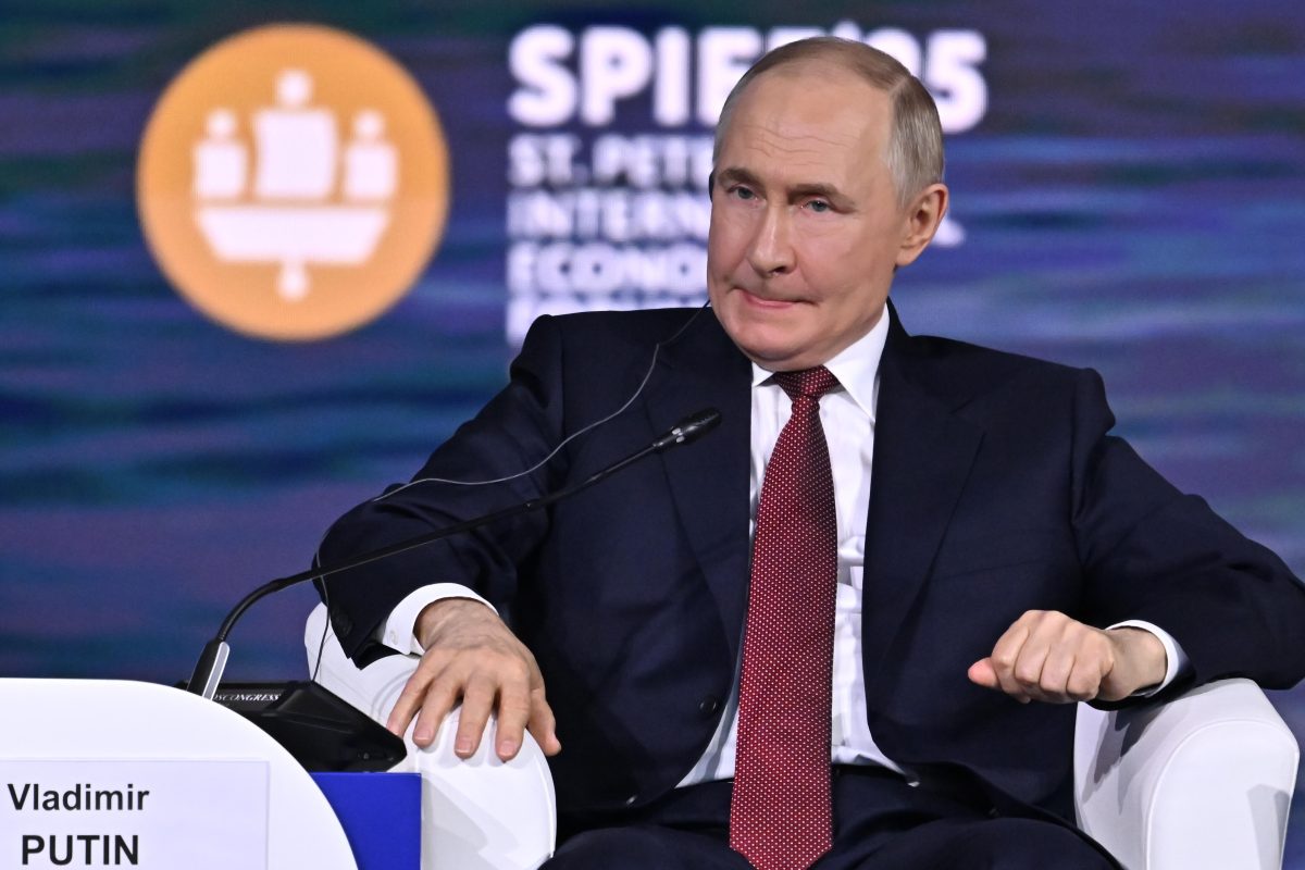 SAINT PETERSBURG, RUSSIA - JUNE 20: Russian President Vladimir Putin attends the main session of the St. Petersburg International Economic Forum (SPIEF) and made evaluations on the issues on the agenda in St. Petersburg, Russia on June 20, 2025. Sefa Karacan / Anadolu