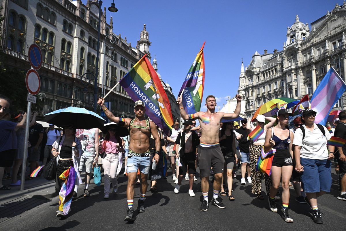 Participants take part in the 31st Budapest Pride March in Budapest, Hungary, on June 27, 2026. The turnout is estimated to be more than 100,000 people, while temperatures in the capital have reached over 39 degrees Celsius (102.2 degrees Fahrenheit) amid an extreme heatwave in Europe. (Photo by Balint Szentgallay/NurPhoto)