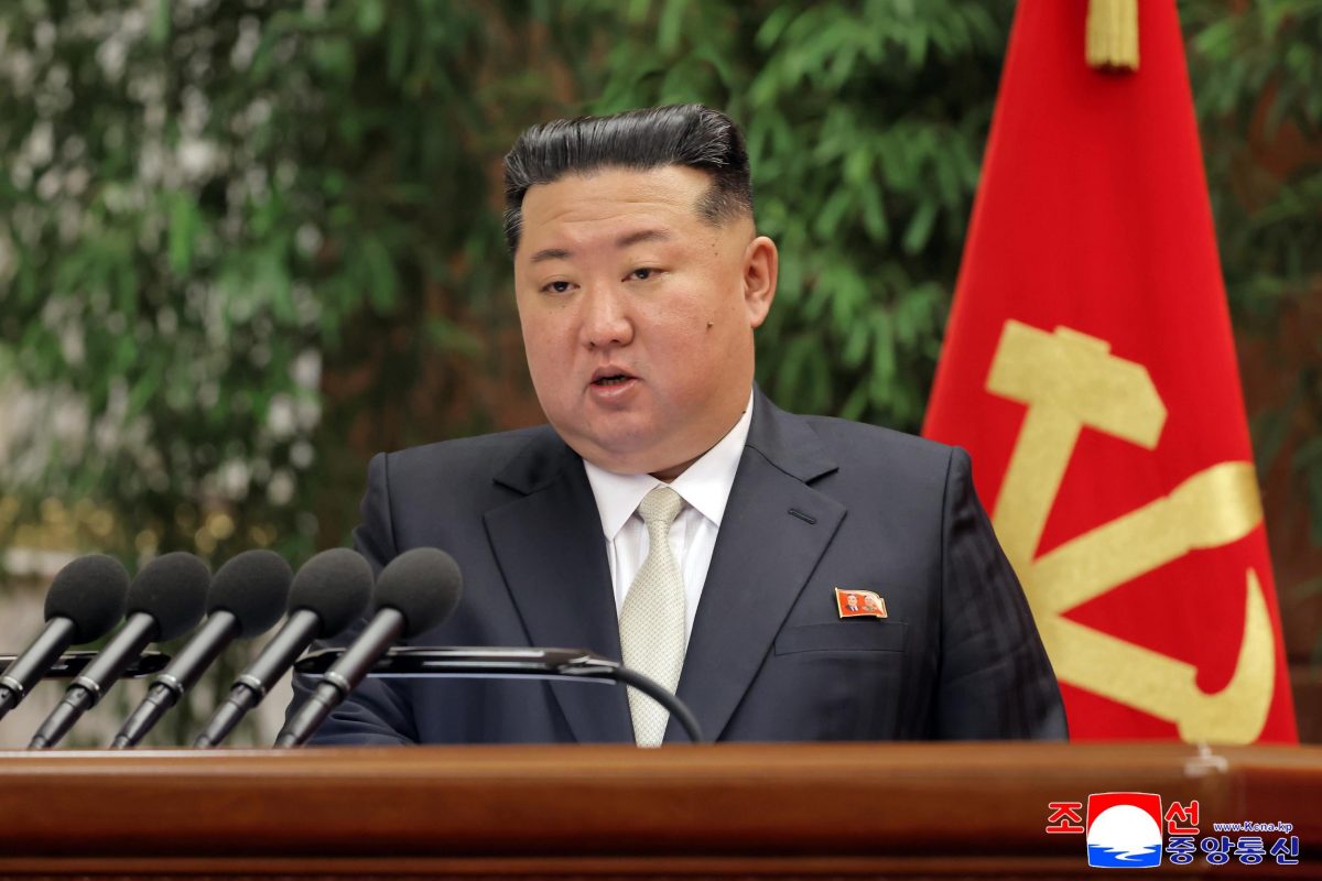 Enlarged plenary meeting of N.K. ruling party's Central Committee North Korean leader Kim Jong-un speaks during the first enlarged meeting of the ninth Central Committee of the ruling Workers' Party of Korea at the headquarters of the party's Central Committee in Pyongyang on Feb. 23, 2026, in this photo released by the North's official Korean Central News Agency the next day. (For Use Only in the Republic of Korea. No Redistribution) (Yonhap)/2026-02-24 09:46:59/