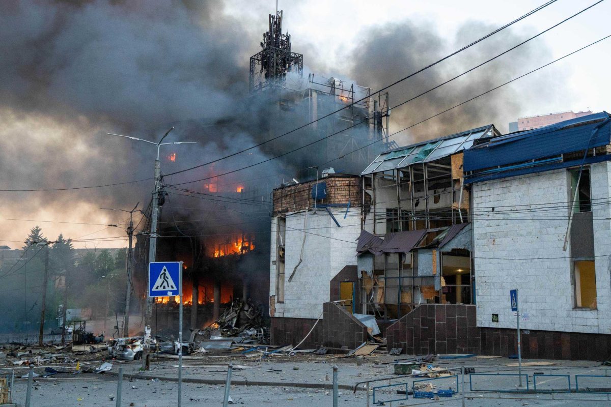 KYIV, UKRAINE - MAY 24: A view of damage and destruction after Russia targeted the Ukrainian capital of Kyiv with a series of ballistic missile strikes on Sunday, May 24, 2026 in Kyiv, Ukraine. According to local sources, residents heard heavy explosions across the city as air defense systems engaged incoming targets. Authorities urged citizens to remain in shelters during the ongoing bombardment. Arif Murat Kayacan / Anadolu